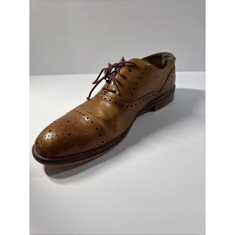 Johnston & Murphy 20-8682 Conard Mens 9.5M Brown Leather Lace Up Cap Toe Shoe